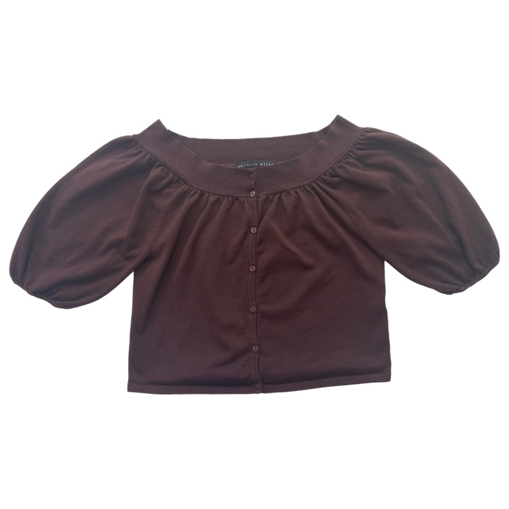 Antonio Melani Off-The-Shoulder Top Sweater Silk and Cotton Blend Size XS - Picture 5 of 12